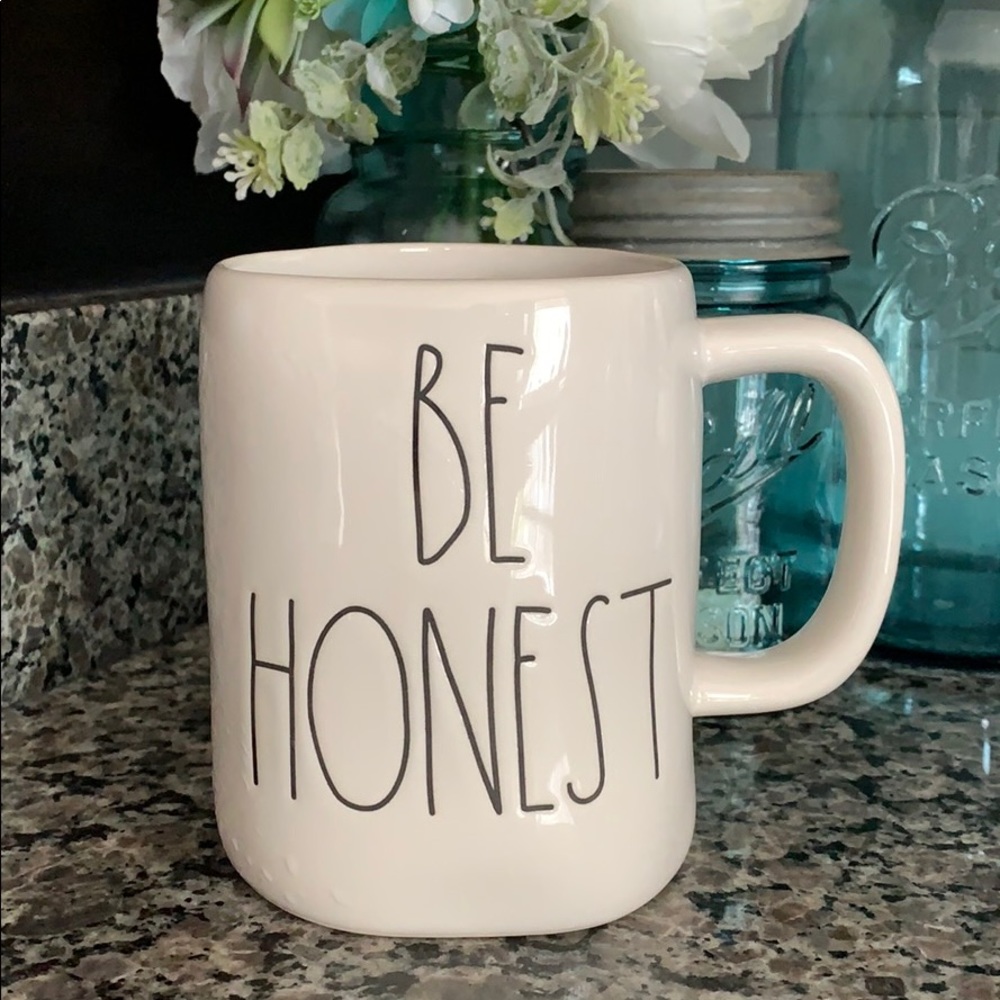 NWOT Rae Dunn 'Be Honest' XL Black and White Mug